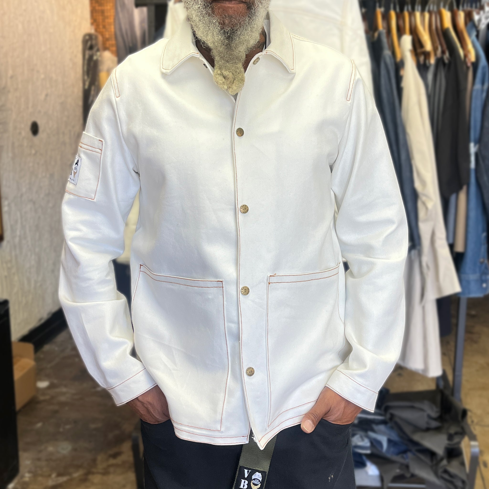 The Alcatraz Jacket - White Denim – VonBrinkleyBrand