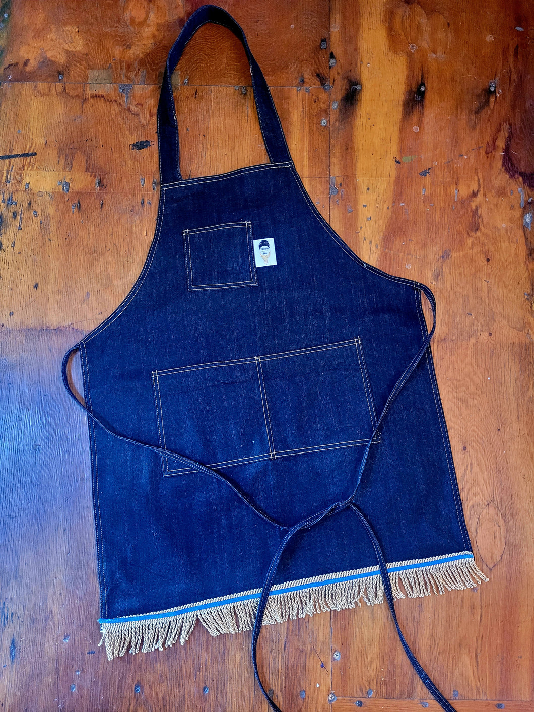 Jean Apron with Fringe